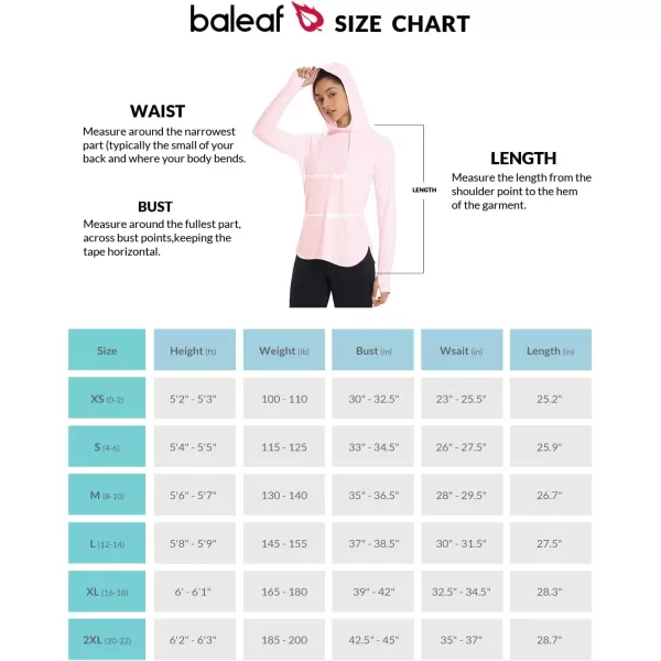 BALEAF Womens Sun Protection Hoodie Shirt UPF 50 Long Sleeve UV SPF TShirts Rash Guard Hiking Running Quick DryPink