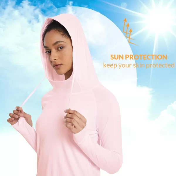 BALEAF Womens Sun Protection Hoodie Shirt UPF 50 Long Sleeve UV SPF TShirts Rash Guard Hiking Running Quick DryPink