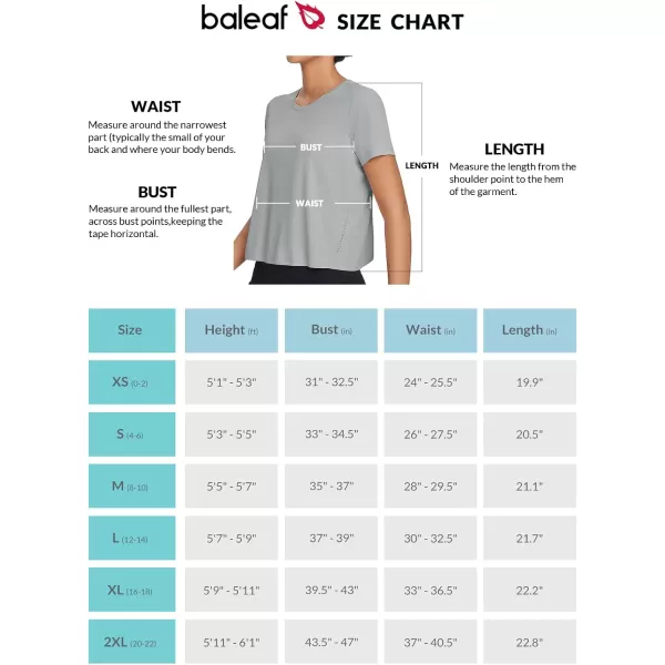 BALEAF Womens Workout Tops Athletic Shirts Cropped Short Sleeve Split Back Running Gym Quick Dry Sun Protection UPF 50Grey