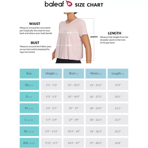 BALEAF Womens Workout Tops Athletic Shirts Cropped Short Sleeve Split Back Running Gym Quick Dry Sun Protection UPF 50Pink