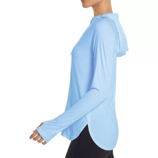 BALEAF Womens Sun Protection Hoodie Shirt UPF 50 Long Sleeve UV SPF TShirts Rash Guard Hiking Running Quick DryLight Blue