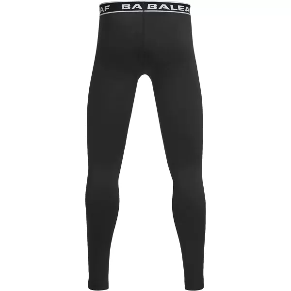 BALEAF Boys Fleece Compression Leggings Youth Pants Kids Tights Football Basketball Baseball Sports Cold Weather GearSolidblack