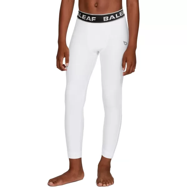 BALEAF Boys Fleece Compression Leggings Youth Pants Kids Tights Football Basketball Baseball Sports Cold Weather GearSolidwhite