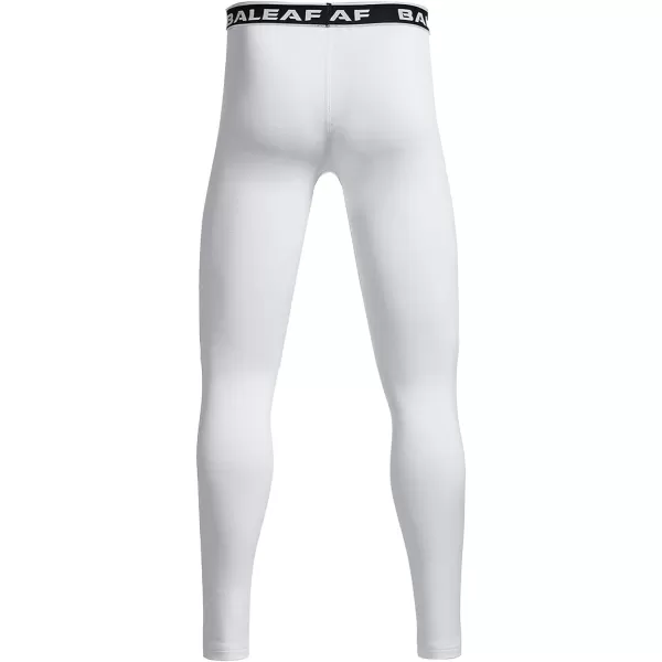 BALEAF Boys Fleece Compression Leggings Youth Pants Kids Tights Football Basketball Baseball Sports Cold Weather GearSolidwhite