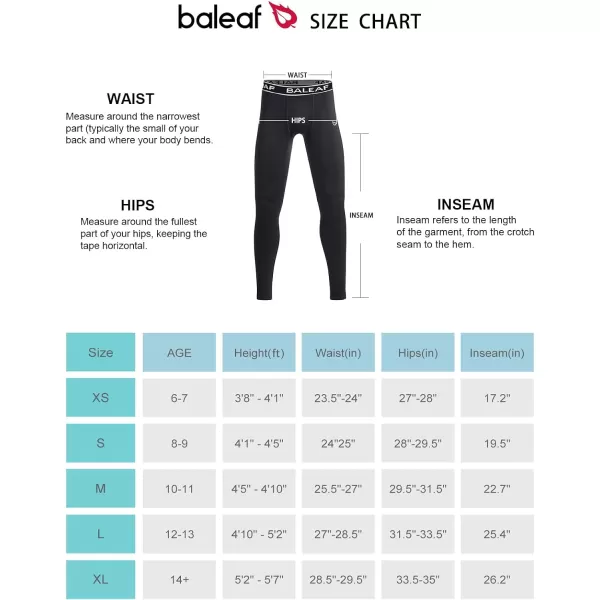 BALEAF Boys Fleece Compression Leggings Youth Pants Kids Tights Football Basketball Baseball Sports Cold Weather GearSolidwhite
