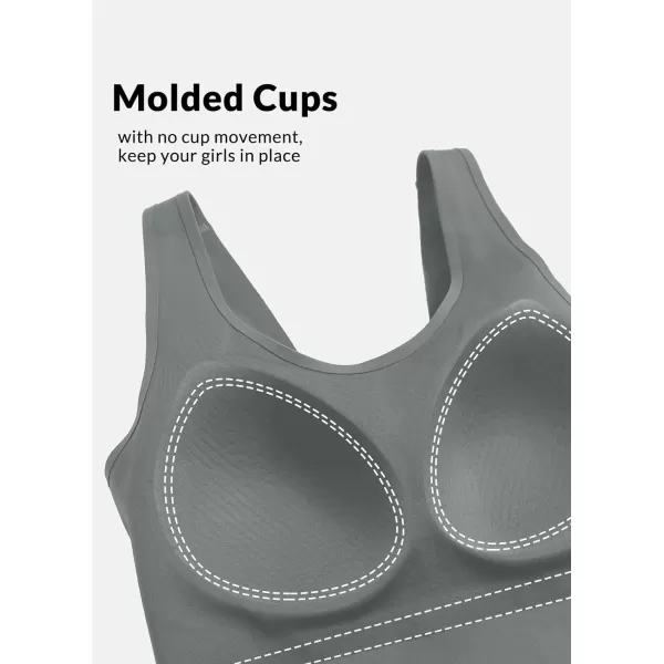 BALEAF Freeleaf Womens Longline Sports Bra Molded Cup Workout Tank Yoga Tops Built in Bra Athletic CamisoleDark Gray