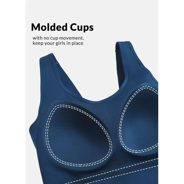 BALEAF Freeleaf Womens Longline Sports Bra Molded Cup Workout Tank Yoga Tops Built in Bra Athletic CamisoleGibraltar Sea