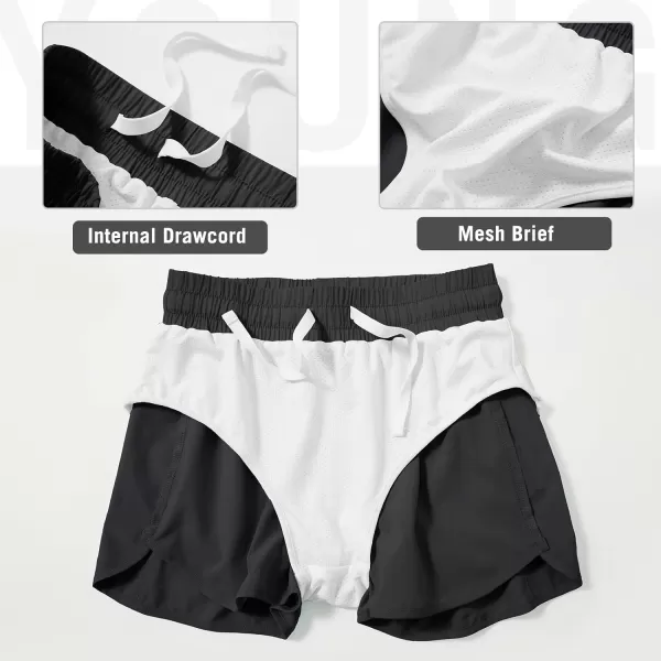 BALEAF Girls Basketball Soccer Athletic Shorts with Liner Kids Tennis Running Workout Cheer Pocketed ShortsBlack