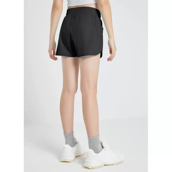 BALEAF Girls Basketball Soccer Athletic Shorts with Liner Kids Tennis Running Workout Cheer Pocketed ShortsBlack