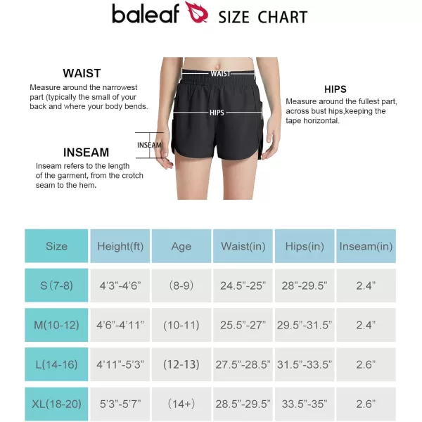 BALEAF Girls Basketball Soccer Athletic Shorts with Liner Kids Tennis Running Workout Cheer Pocketed ShortsBlack