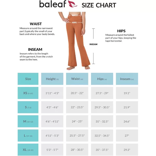 BALEAF Girls Flare Leggings Cross High Waisted Bootcut Yoga Dance Pants Kids Bell Bottoms Leggings with PocketsSandhill Rust