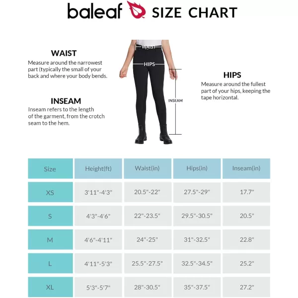 BALEAF Girls Horse Riding Pants Kids Equestrian Breeches KneePatch Zip Pocket Horseback TightsBlack