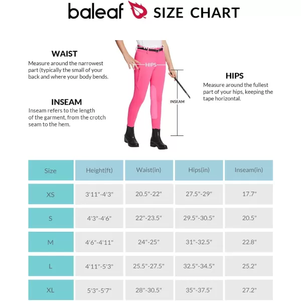 BALEAF Girls Horse Riding Pants Kids Equestrian Breeches KneePatch Zip Pocket Horseback TightsPink