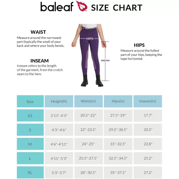 BALEAF Girls Horse Riding Pants Kids Equestrian Breeches KneePatch Zip Pocket Horseback TightsPurple