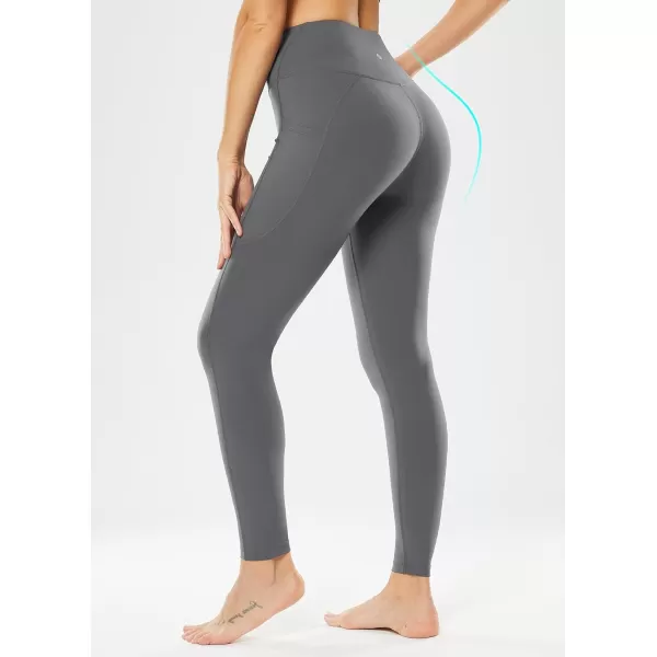 BALEAF Leggings for Women with Pockets Tummy Control Compression Workout Athletic Running High Waisted Yoga PantsGrey27