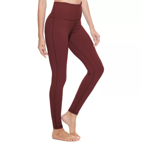 BALEAF Leggings for Women with Pockets Tummy Control Compression Workout Athletic Running High Waisted Yoga PantsRuby Wine