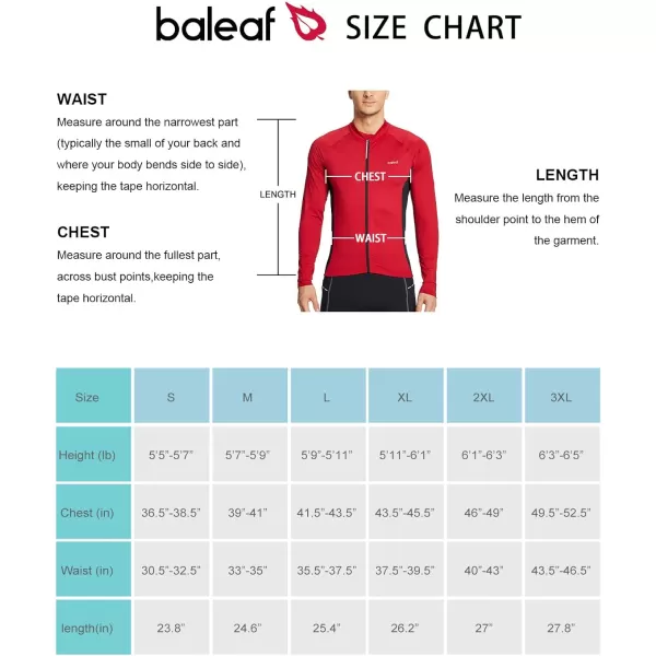 BALEAF Long Sleeve Cycling Jersey Men Full Zip 31 Pockets Mountain Bike Shirts Bicycle UPF50 Autumn01red