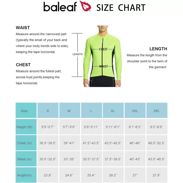 BALEAF Long Sleeve Cycling Jersey Men Full Zip 31 Pockets Mountain Bike Shirts Bicycle UPF50 Autumn02fluorescent Yellow