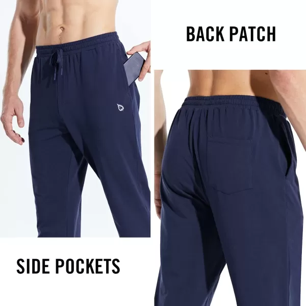 BALEAF Mens 2730 Cotton Sweatpants Sports Running Hiking Joggers Pants Lightweight Lounge Pocketed Pajamas 78 Length27 Regular 2 PackblackBlue