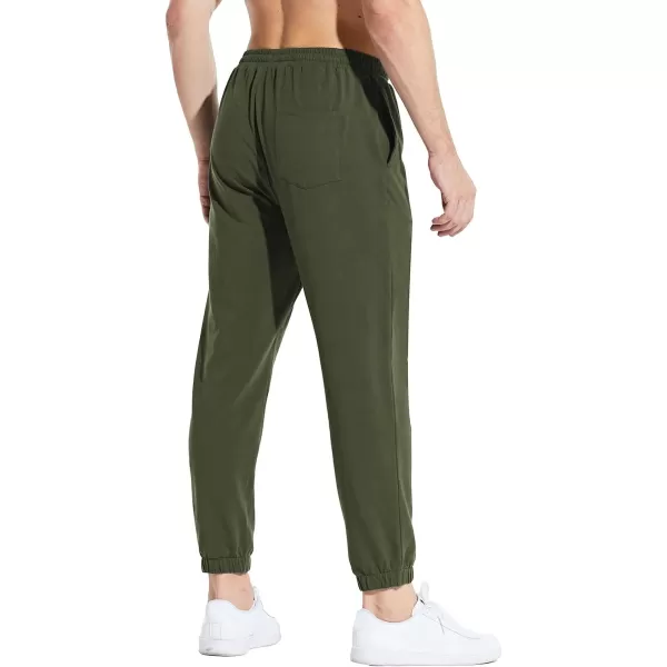 BALEAF Mens 2730 Cotton Sweatpants Sports Running Hiking Joggers Pants Lightweight Lounge Pocketed Pajamas 78 Length27 Regular Green