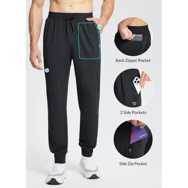 BALEAF Mens 2730 Cotton Sweatpants Sports Running Hiking Joggers Pants Lightweight Lounge Pocketed Pajamas 78 Length30 Fleece Lined Black