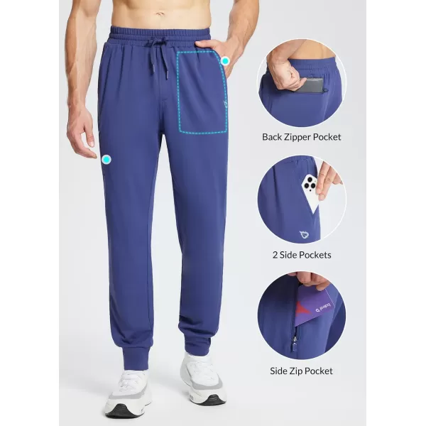 BALEAF Mens 2730 Cotton Sweatpants Sports Running Hiking Joggers Pants Lightweight Lounge Pocketed Pajamas 78 Length30 Fleece Lined Navy Blue