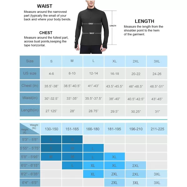 BALEAF Mens Long Sleeve Running Shirt Quick Dry UPF 50 Sun Protection Jacket Quarter Zip Pullover Athletic Workout HkingBlack