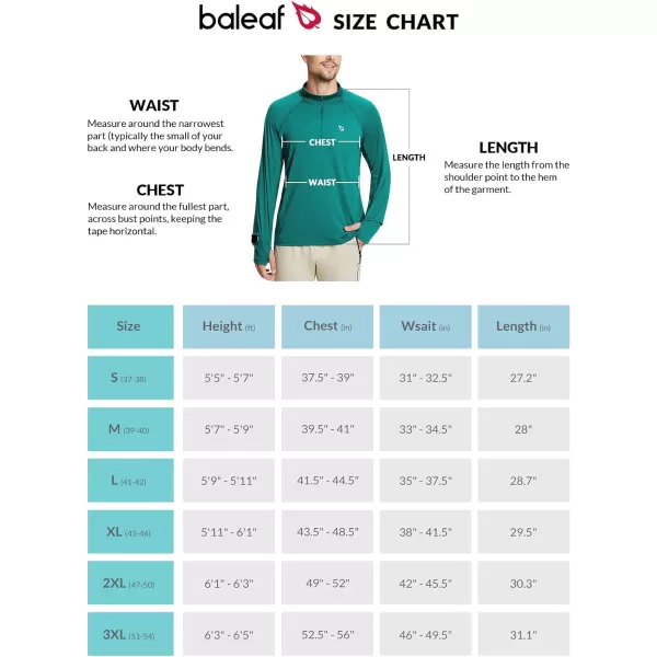 BALEAF Mens Long Sleeve Running Shirt Quick Dry UPF 50 Sun Protection Jacket Quarter Zip Pullover Athletic Workout HkingGreen