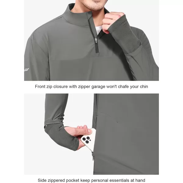 BALEAF Mens Long Sleeve Running Shirt Quick Dry UPF 50 Sun Protection Jacket Quarter Zip Pullover Athletic Workout HkingGrey