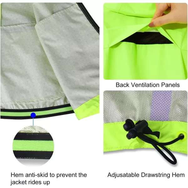 BALEAF Mens Rain Jacket Waterproof Windbreaker Running Cycling Golf Hiking Gear Hood Lightweight Reflective PackableFluorescent Yellow