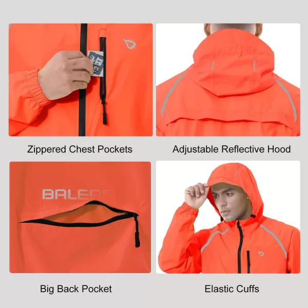 BALEAF Mens Rain Jacket Waterproof Windbreaker Running Cycling Golf Hiking Gear Hood Lightweight Reflective PackableRed