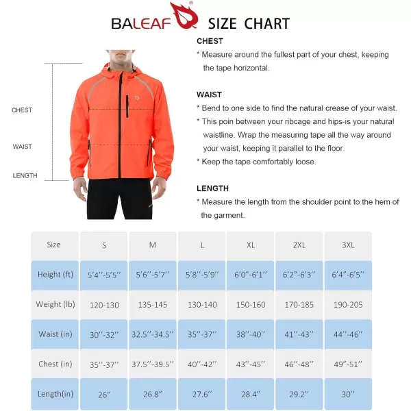 BALEAF Mens Rain Jacket Waterproof Windbreaker Running Cycling Golf Hiking Gear Hood Lightweight Reflective PackableRed