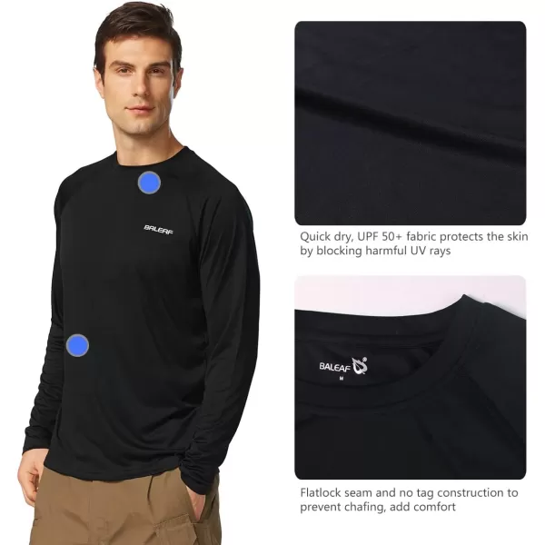 BALEAF Mens Sun Protection Shirts UV SPF UPF 50 Long Sleeve Rash Guard Fishing Running Quick Dry Lightweight01black