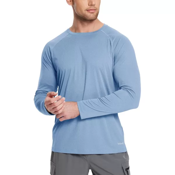 BALEAF Mens Sun Protection Shirts UV SPF UPF 50 Long Sleeve Rash Guard Fishing Running Quick Dry Lightweight01blue Heather