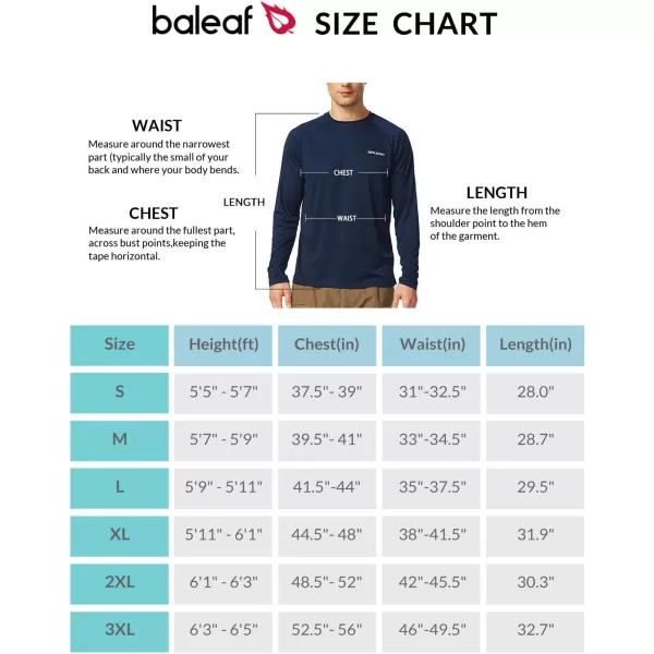 BALEAF Mens Sun Protection Shirts UV SPF UPF 50 Long Sleeve Rash Guard Fishing Running Quick Dry Lightweight01dark Blue