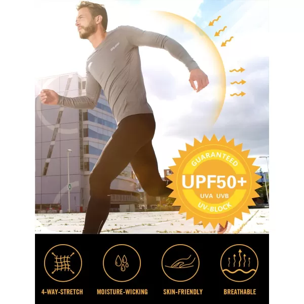 BALEAF Mens Sun Protection Shirts UV SPF UPF 50 Long Sleeve Rash Guard Fishing Running Quick Dry Lightweight01dark Blue