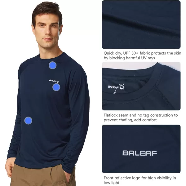 BALEAF Mens Sun Protection Shirts UV SPF UPF 50 Long Sleeve Rash Guard Fishing Running Quick Dry Lightweight01dark Blue