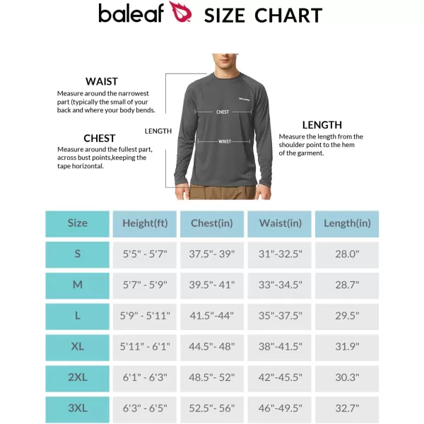 BALEAF Mens Sun Protection Shirts UV SPF UPF 50 Long Sleeve Rash Guard Fishing Running Quick Dry Lightweight01deep Gray