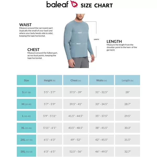 BALEAF Mens Sun Protection Shirts UV SPF UPF 50 Long Sleeve Rash Guard Fishing Running Quick Dry Lightweight01light Blue Heather