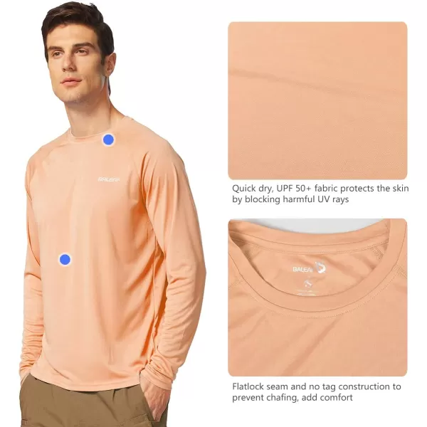 BALEAF Mens Sun Protection Shirts UV SPF UPF 50 Long Sleeve Rash Guard Fishing Running Quick Dry Lightweight01light Pink