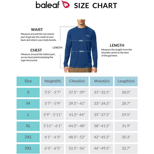 BALEAF Mens Sun Protection Shirts UV SPF UPF 50 Long Sleeve Rash Guard Fishing Running Quick Dry Lightweight01ocean Blue