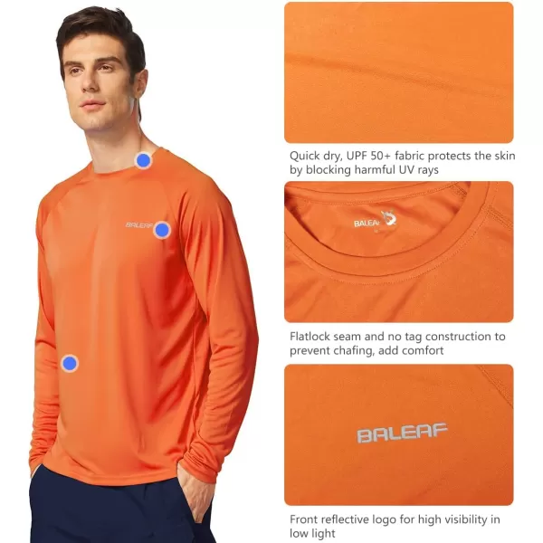 BALEAF Mens Sun Protection Shirts UV SPF UPF 50 Long Sleeve Rash Guard Fishing Running Quick Dry Lightweight01orange