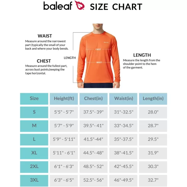 BALEAF Mens Sun Protection Shirts UV SPF UPF 50 Long Sleeve Rash Guard Fishing Running Quick Dry Lightweight01orange