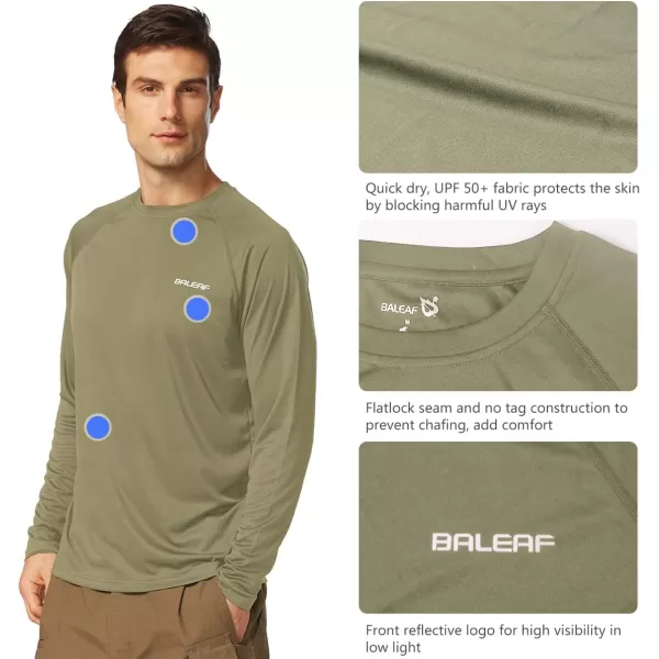 BALEAF Mens Sun Protection Shirts UV SPF UPF 50 Long Sleeve Rash Guard Fishing Running Quick Dry Lightweight01slate Green