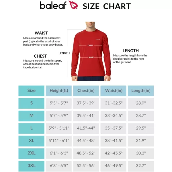 BALEAF Mens Sun Protection Shirts UV SPF UPF 50 Long Sleeve Rash Guard Fishing Running Quick Dry Lightweight01tomato