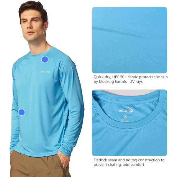 BALEAF Mens Sun Protection Shirts UV SPF UPF 50 Long Sleeve Rash Guard Fishing Running Quick Dry LightweightBlue