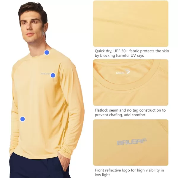 BALEAF Mens Sun Protection Shirts UV SPF UPF 50 Long Sleeve Rash Guard Fishing Running Quick Dry LightweightCustard