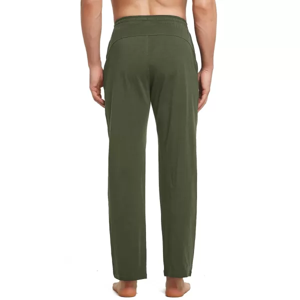 BALEAF Mens Sweatpants Casual Lounge Cotton Pajama Yoga Pants Open Bottom Straight Leg Male Sweat Pants with PocketsAarmy Green