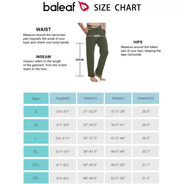 BALEAF Mens Sweatpants Casual Lounge Cotton Pajama Yoga Pants Open Bottom Straight Leg Male Sweat Pants with PocketsAarmy Green