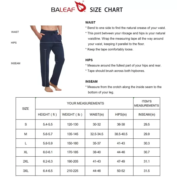 BALEAF Mens Sweatpants Casual Lounge Cotton Pajama Yoga Pants Open Bottom Straight Leg Male Sweat Pants with PocketsAblack